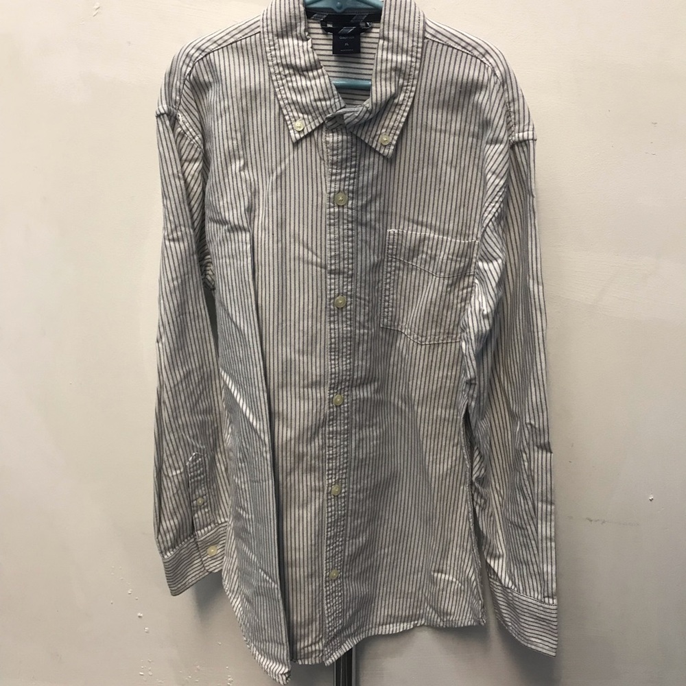 GAP White & Blue Striped Cotton Shirt - Sz XL/12